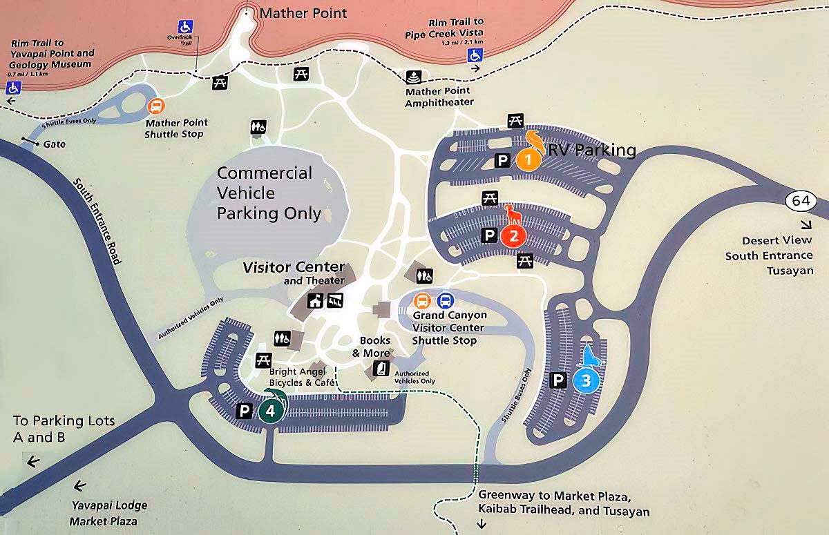 Parking - South Rim Visitor Center and Village - Grand Canyon National Park  (U.S. National Park Service)