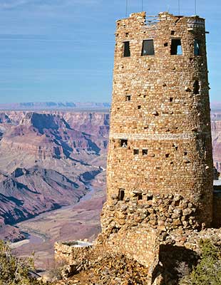 Desert View Watchtower with Colorado River beyond Desert View Watchtower with Colorado River beyond