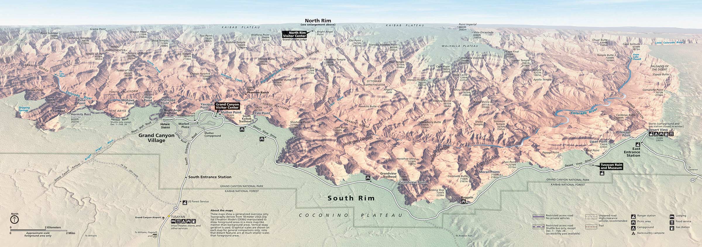 map of grand canyon south rim Maps Grand Canyon National Park U S National Park Service map of grand canyon south rim