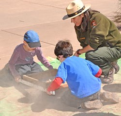Kid's sifting activity at Archaeology Day.