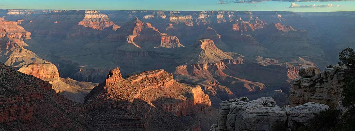 Early morning view of Grand Canyon from village historic district