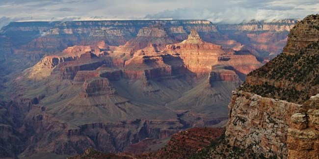 View of Grand Canyon from the El Tovar Hotel on the South Rim.