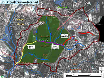 a map of the Still Creek watershed