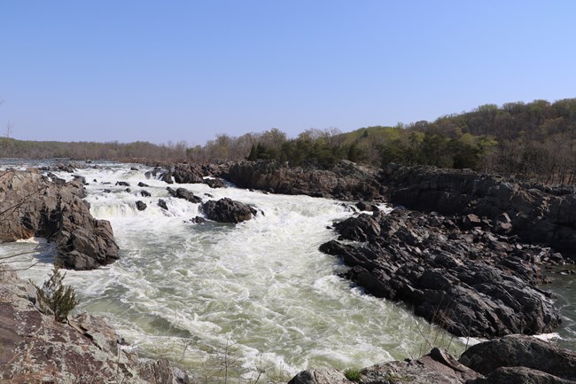 Water rushing over rocks.