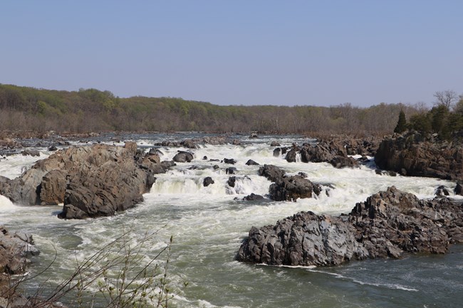 Water rushing over rocks.