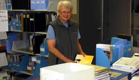 One of our park volunteers helping to organize the park library.