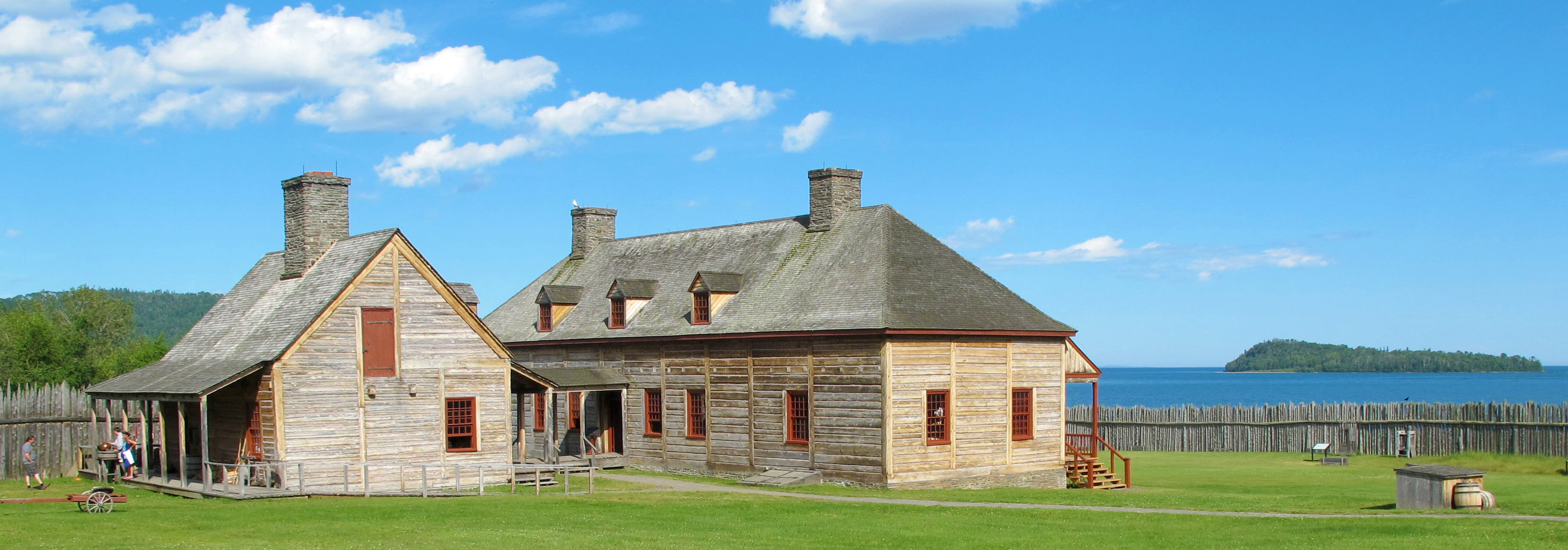 depot summer Historic wood buildings within a stockade.
