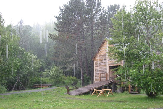 Rain over the canoe warehouse