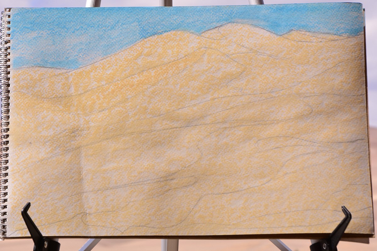 Step 2 of Dunes Sketch - Golden Color