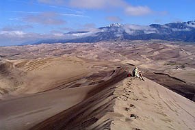 Hiker on dunes