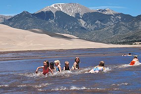 Children in Medano Creek