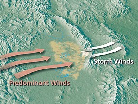 Dunes formation from wind
