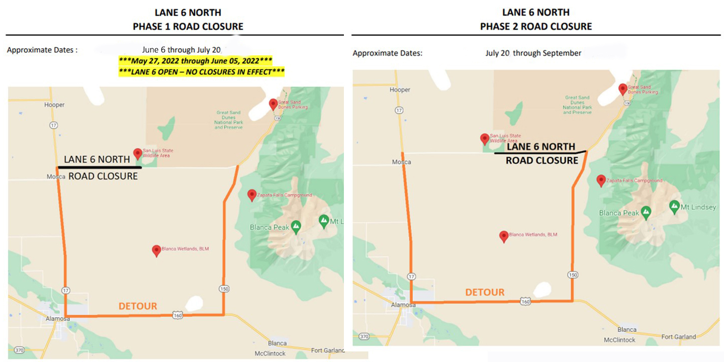 Lane 6 N Road Closures Maps 1-2 Updated May 19