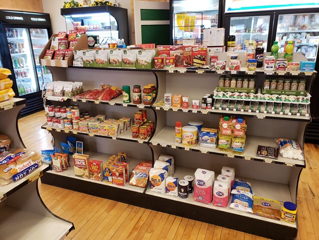 Grocery Shelf at Mosca Pit Stop