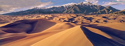 Panoramic View of Dunefield and Sangre de Cristo Mountains