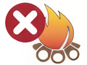 A graphic of a campfire on logs