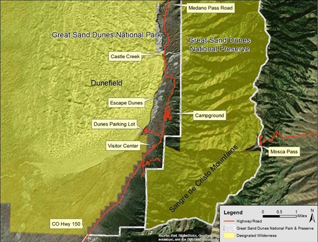 Great Sand Dunes National Park Main Area Wilderness Map