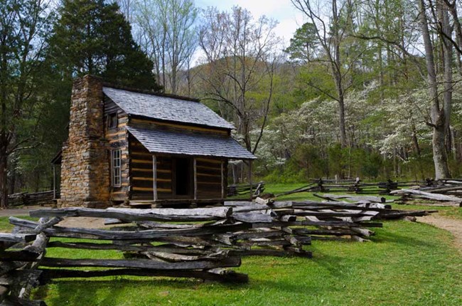 cabaña histórica en el bosque