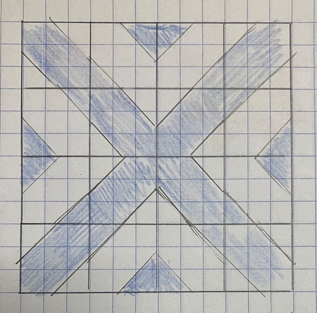 Road to TN Block Drafting on gridded paper.