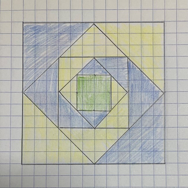 A draft on gridded back of the Virginia reel block.