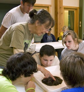 Dr. Andrea Radwell, a water mite researcher, at a DLIA sponsored public workshop.