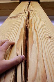 Split hemlock beam. Split hemlock beam.