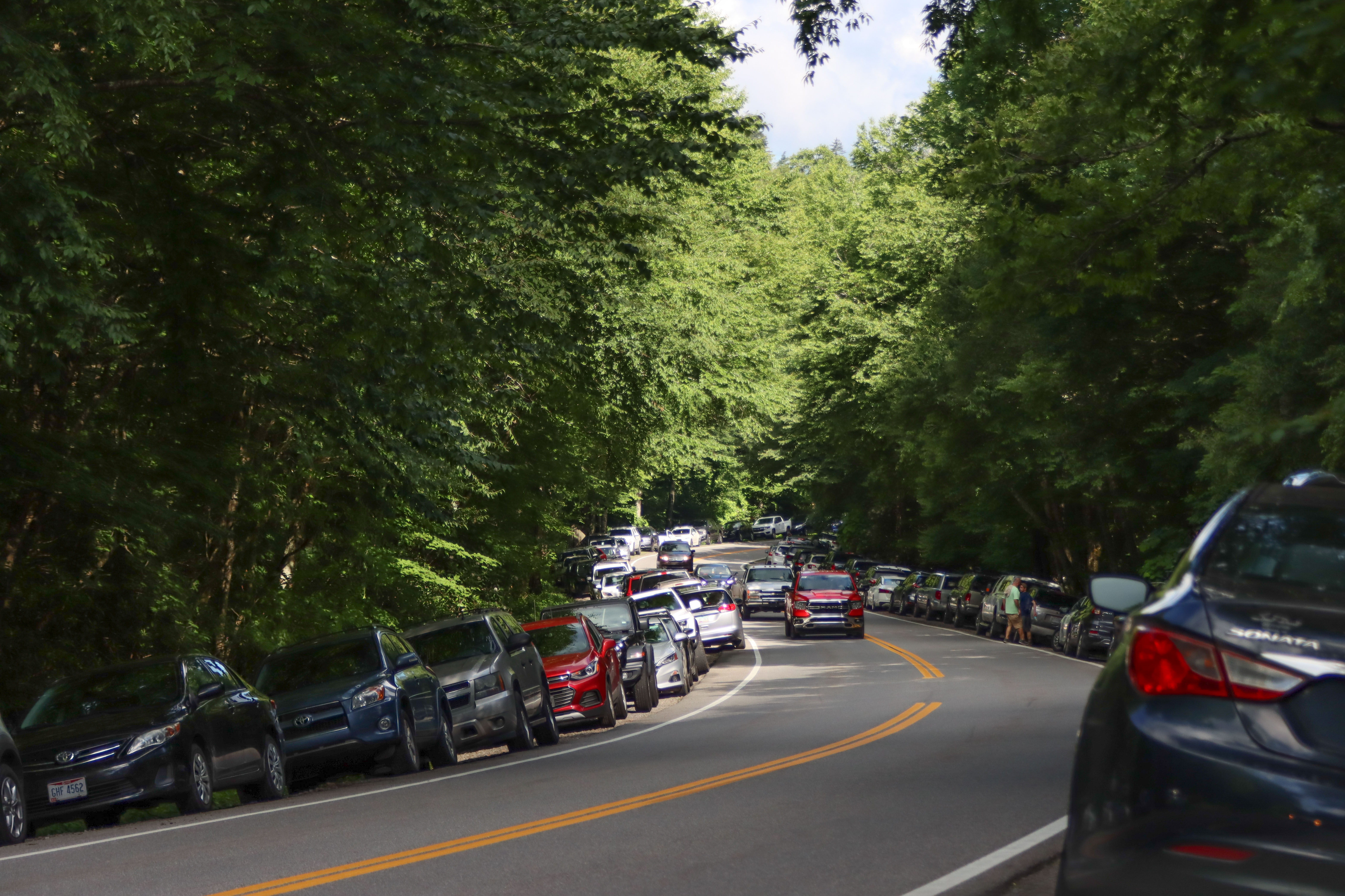 Traffic near Alum Cave Trailhead