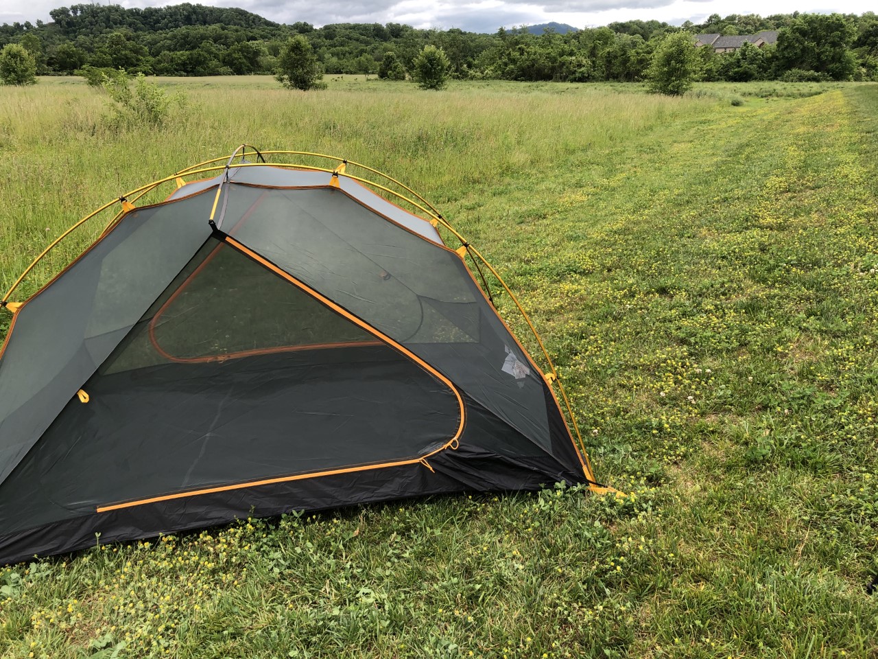tent set up in open field