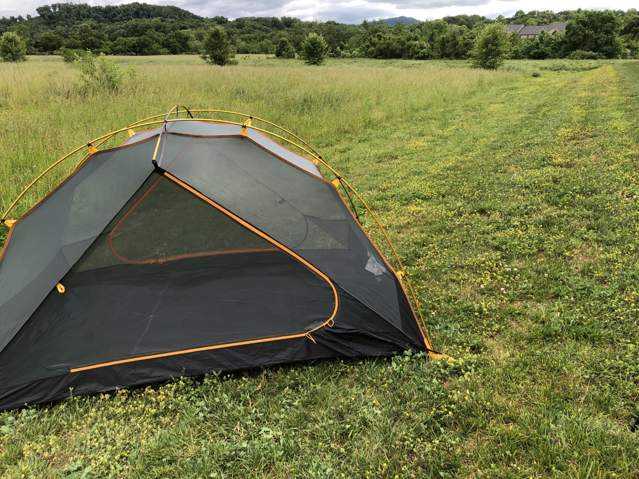 Park Co-Hosts Virtual Backyard Camping Experience tent set up in open field