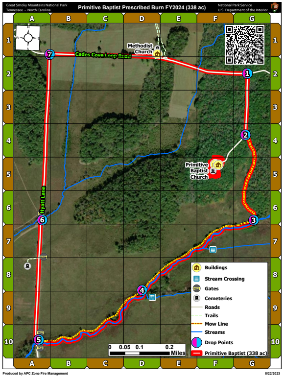 Map of 338 acre section of Cades Cove