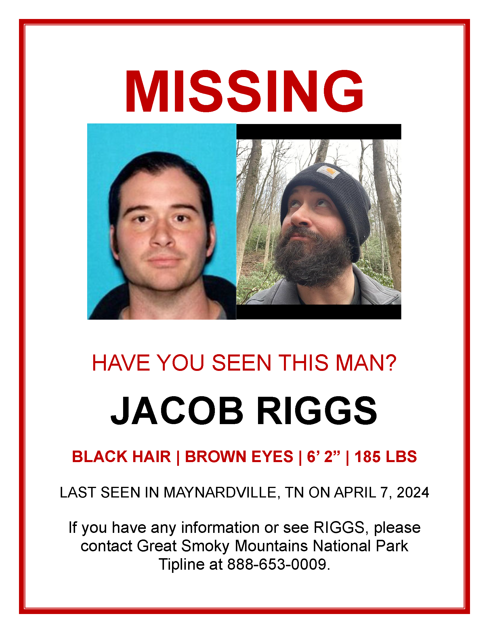 Riggs Missing Person Flyer