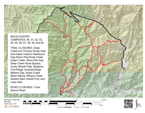 Thomas Divide Complex Fire Trail Closure Map Thomas Divide Complex Fire Trail Closure Map
