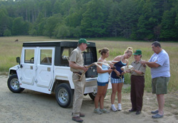 One of the new zero-emission vehicles in Cataloochee.