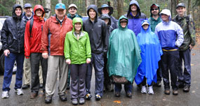 Ash mapping volunteers on a rainy day.