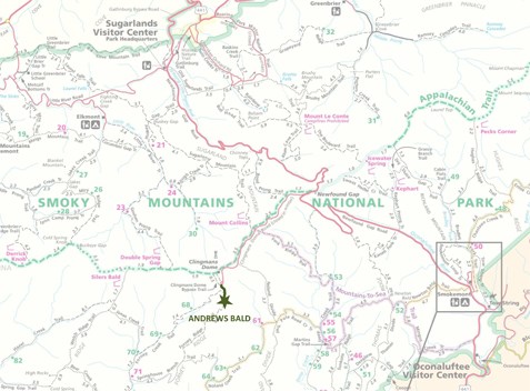Andrews Bald Location Map