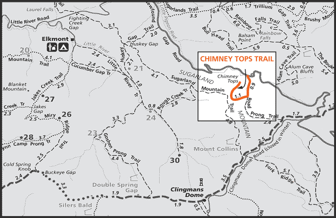 Chimney tops discount hiking trail