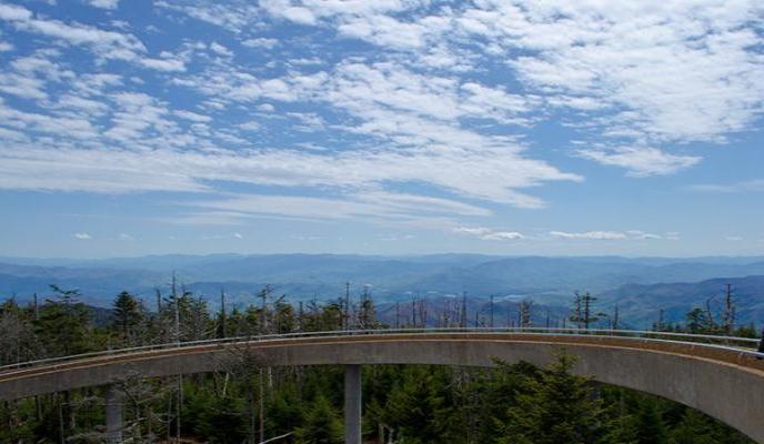 Concrete walkway to the observation tower on Clingmans Dome