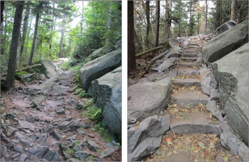 Before and after of rock staircase Before and after of rock staircase