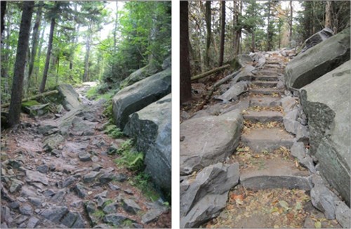 Before and after of rock staircase