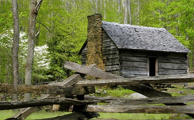 The Jim Bales Cabin on the Roaring Fork Motor Nature Trail.