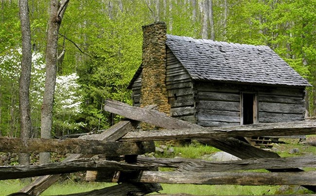 The Jim Bales Cabin on the Roaring Fork Motor Nature Trail.