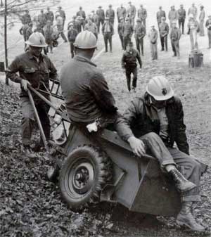 Motorized "buggy" used to pave the trail