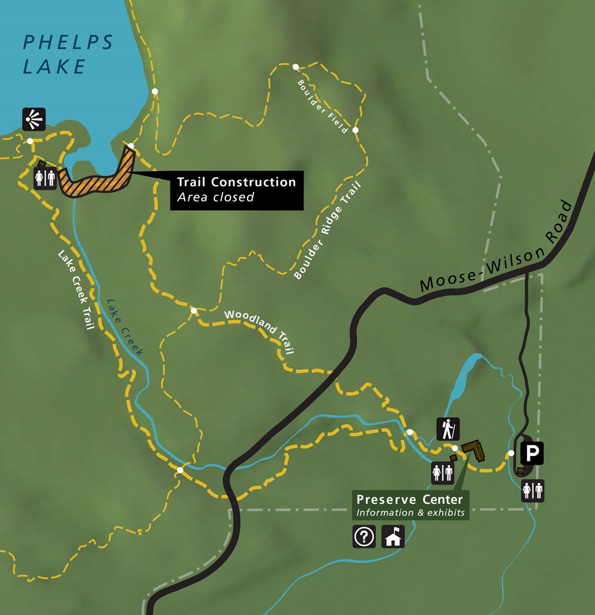map showing trail closures near Phelps Lake