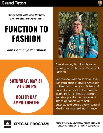 A program flyer showing an Indigenous woman in traditional regalia.