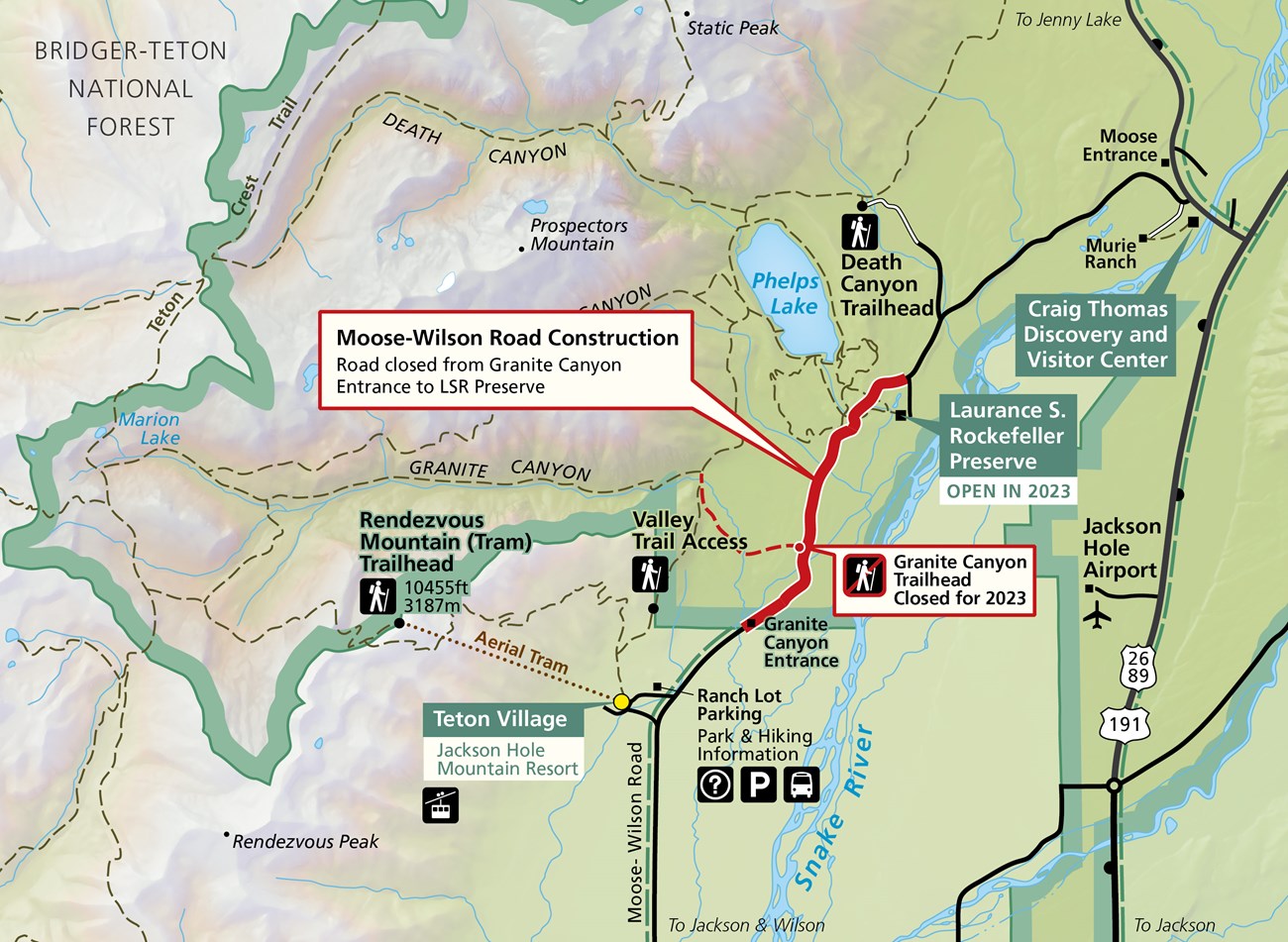 Map of Moose-Wilson Road construction