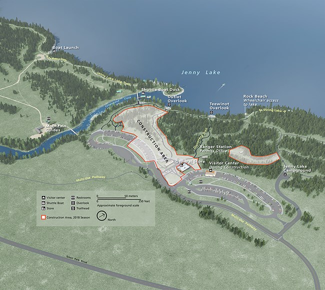 Map of South Jenny Lake Construction Area, 2018