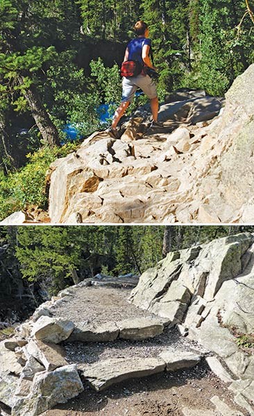Jenny Lake area trail before and after reconstruction