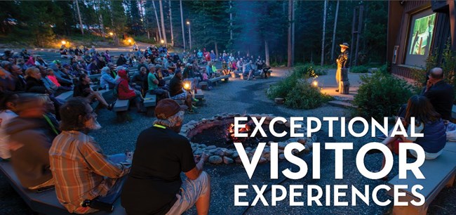Ranger gives a campfire program with title "Exceptional Visitor Esperiences"