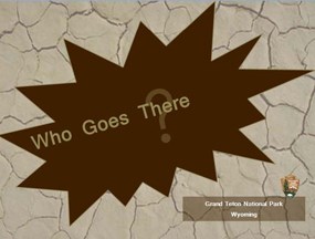 "Who Goes There" written on brown intro slide to presentation. "Who Goes There" written on brown intro slide to presentation.