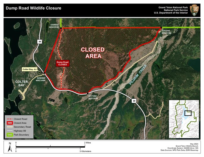 Colter Bay Dump Road Closure Map